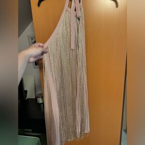 Pink/ gold fringe dress